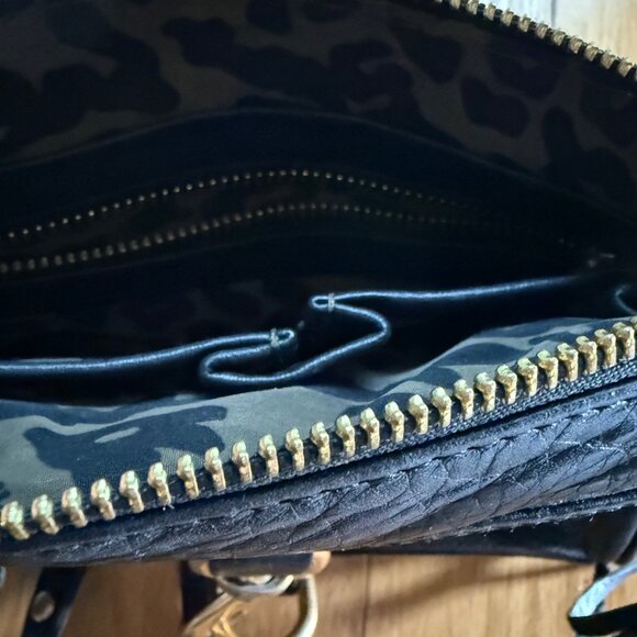 Rebecca Minkoff Mini MAC Purse Black Pebbled Leather Tassel Stud and Chain - Picture 3 of 16